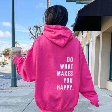 Oversized hoodie dames - motiverende print casual sweater - Bakkermode.nl