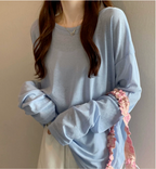 Lichte lange mouwen top - veelzijdige ronde hals dames top