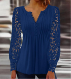 Dames blouse met kantmouwen - elegante top met lange mouwen