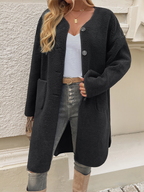 Langs teddyjas - damesoutwear met knopen en zakken