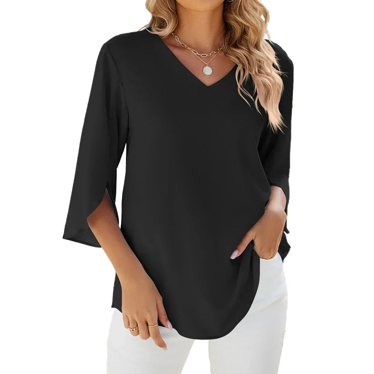 Dames v-hals blouse - casual chique top voor elke dag