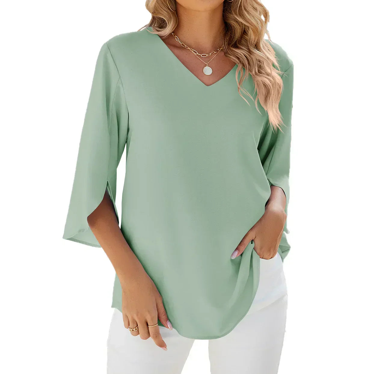 Dames v-hals blouse - casual chique top voor elke dag