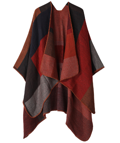 Poncho - stijlvolle oversized kleurblok poncho voor dames