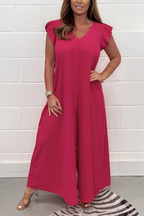 Maxi jurk voor dames met ruffle mouwen - elegante zomeroutfit voor tuinfeesten