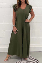 Maxi jurk voor dames met ruffle mouwen - elegante zomeroutfit voor tuinfeesten