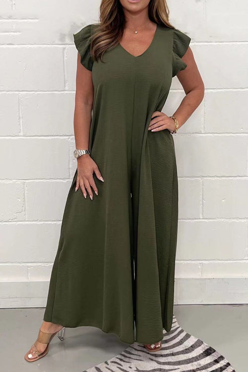 Maxi jurk voor dames met ruffle mouwen - elegante zomeroutfit voor tuinfeesten