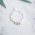 Armband - elegante zilveren en gouden schakelarmband voor dames