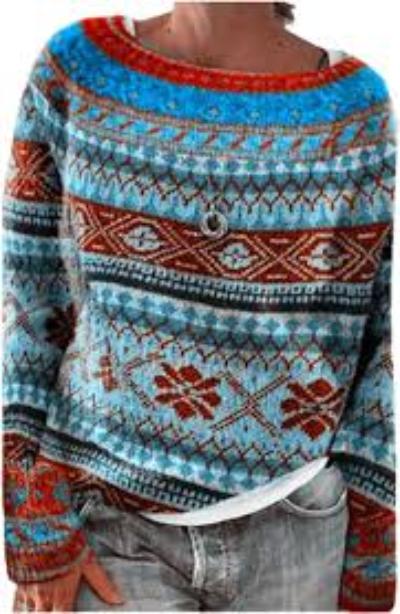 Noorse patroontrui - traditionele Scandinavische dames sweater - Bakkermode.nl