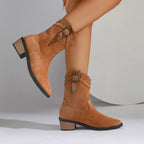 Dames mid-tube boots – luxe suede – casual chic – stevige hakken - stijlvolle schoenen voor elke gelegenheid