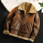 Leren bomberjack - klassieke damesjas met schapenvachtvoering