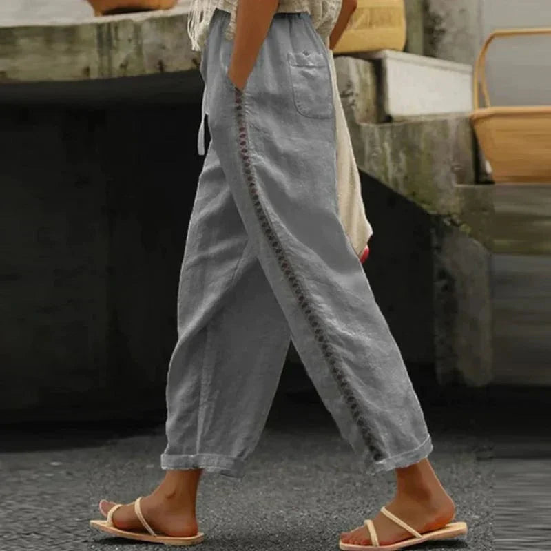 Linnen broeken - stijlvolle dames boho zomer pantalon - Bakkermode.nl