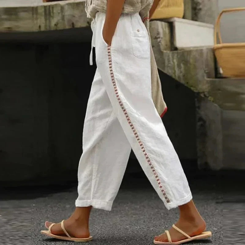 Linnen broeken - stijlvolle dames boho zomer pantalon - Bakkermode.nl