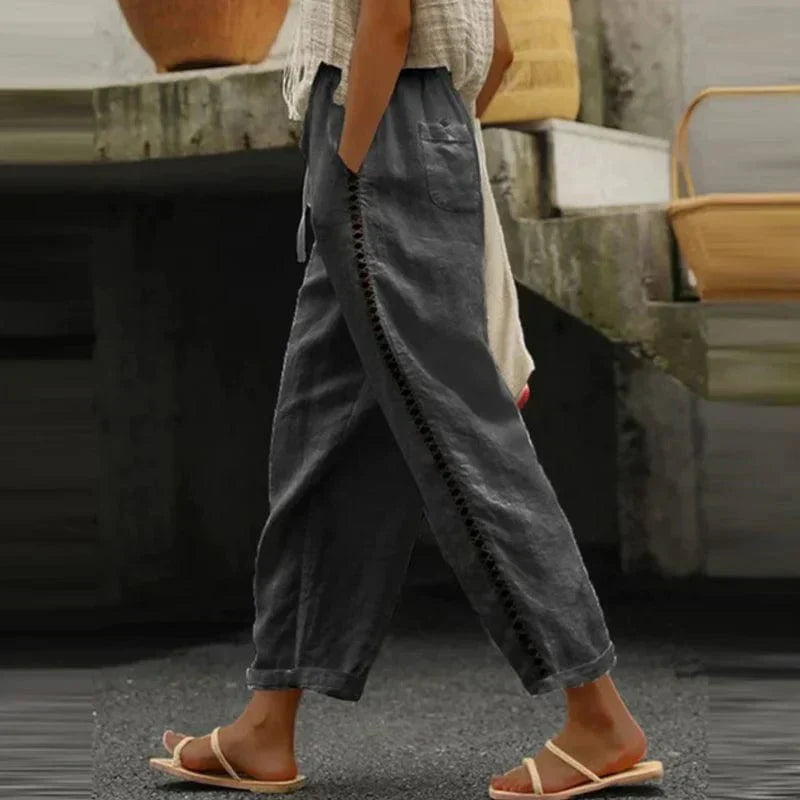 Linnen broeken - stijlvolle dames boho zomer pantalon - Bakkermode.nl