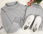2-delige loungewear set - stijlvolle grijzige brei-outfit voor dames