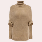 Khaki oversized gebreide poncho jurk - trendy stijl voor dames
