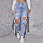 Dames hoge taille ripped jeans - distressed denim casual wear voor stijlvolle vrouwen