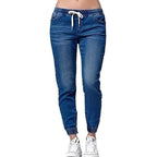 Dames jogger-stijl denimbroek - gezellige en stijlvolle casual jeans voor vrouwen