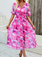 Maxi-jurk - elegante lange roze damesjurk