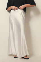 Satin maxi rok - elegante dames hoge taille rok