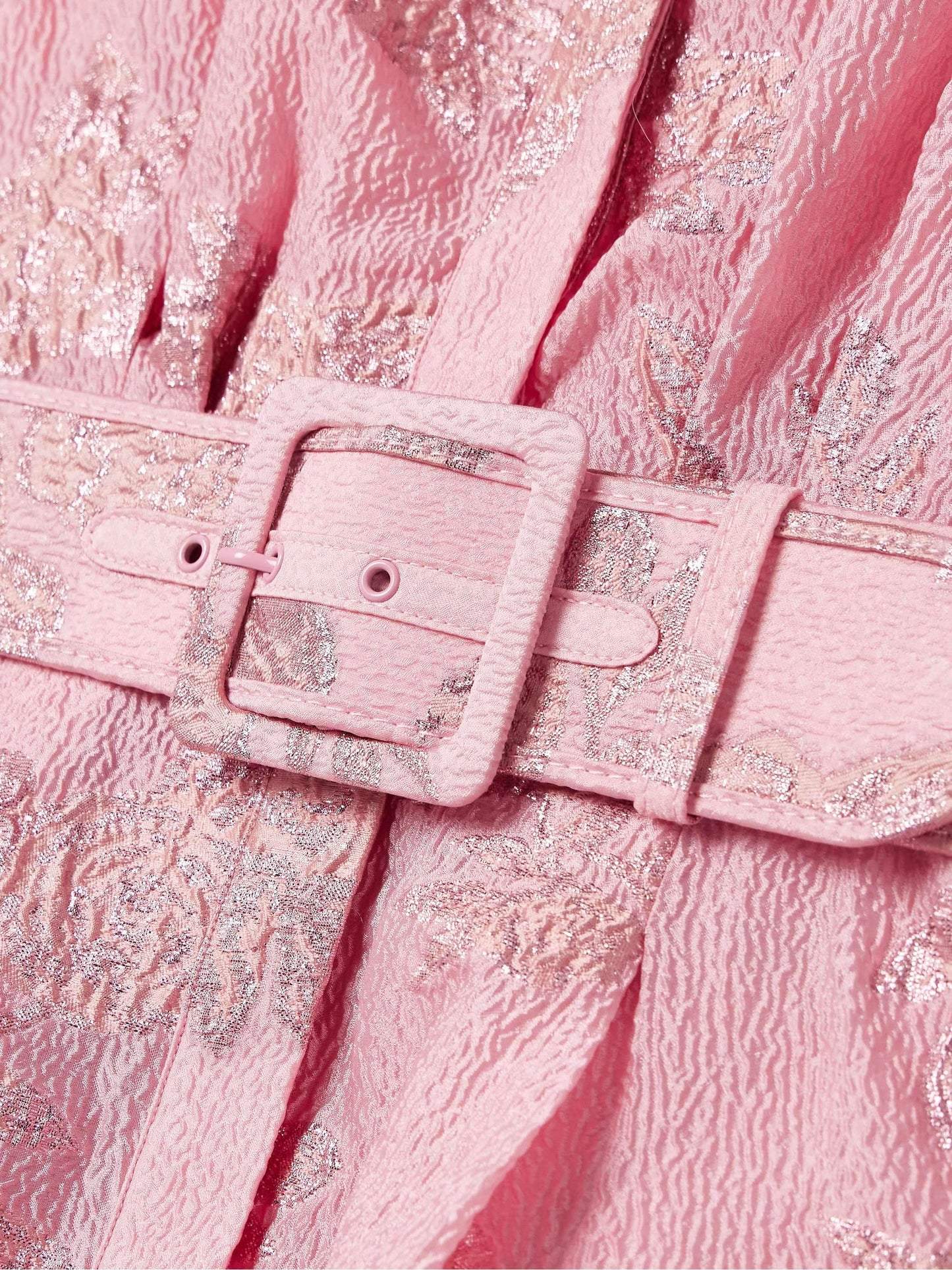 Dames lang shirtjurk met pofmouwen - luxe bloemenprint in roze voor avondkleding