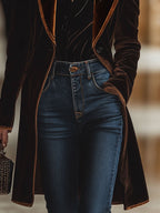 Velvet jas - elegante lange damesouterwear