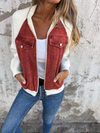 Denim jacket - trendy dames vest met unieke rits