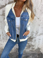 Denim jacket - trendy dames vest met unieke rits