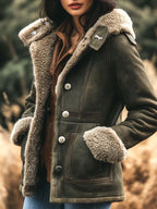 Dames retro suède jas - warme klassieke winterjas met luxe voering - Bakkermode.nl