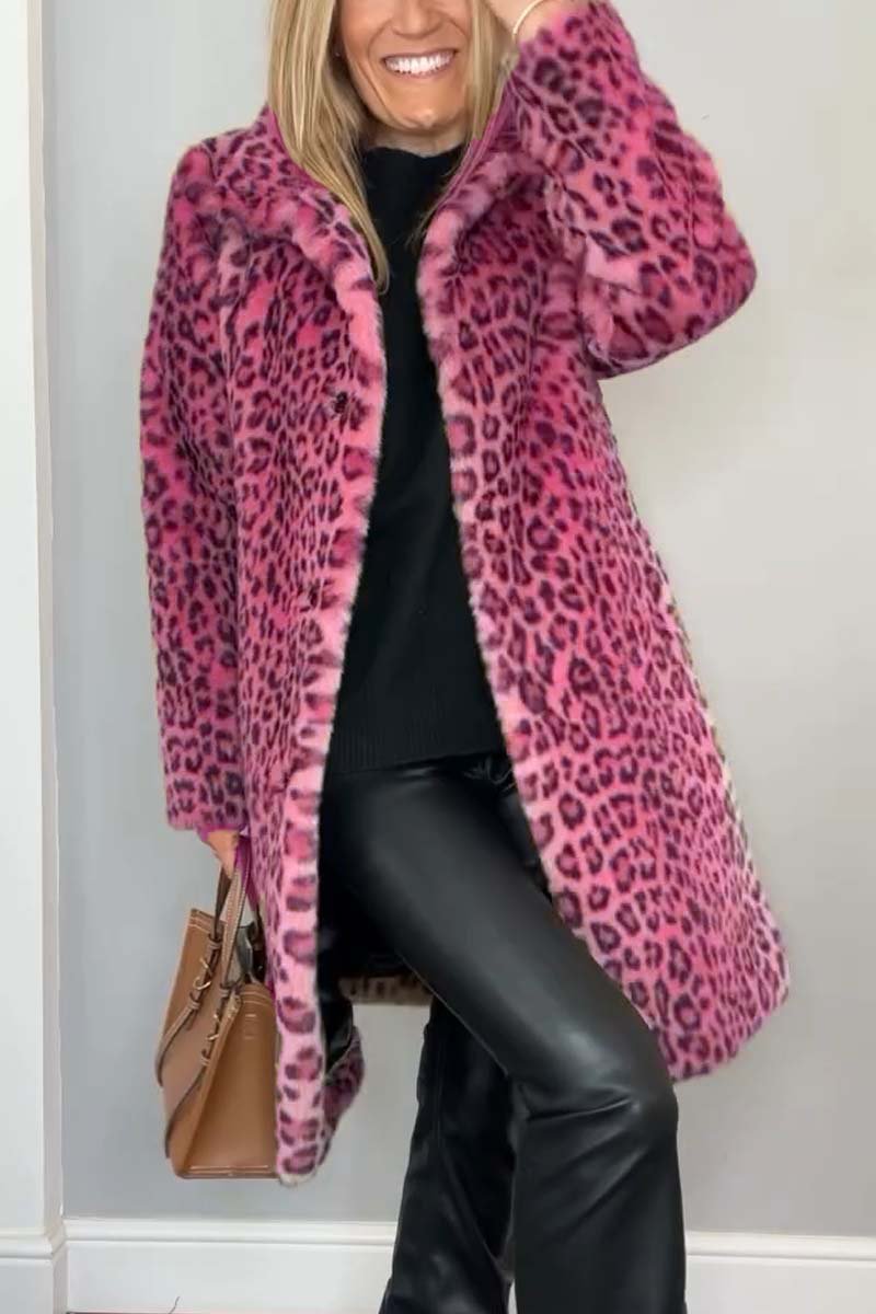 Leopardprint nepleer coat - stijlvolle dames winteroutdoor - Bakkermode.nl