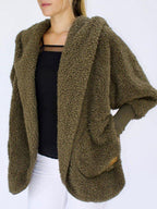 Gezellige faux fur cardigan - oversized damesjas - Bakkermode.nl