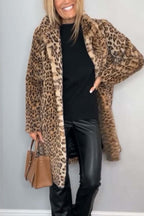 Leopardprint nepleer coat - stijlvolle dames winteroutdoor - Bakkermode.nl
