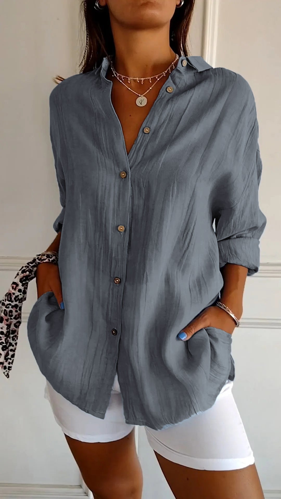 Dames button-up overhemd - relaxte zomerblouse