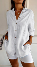 Dames button-up overhemd - relaxte zomerblouse
