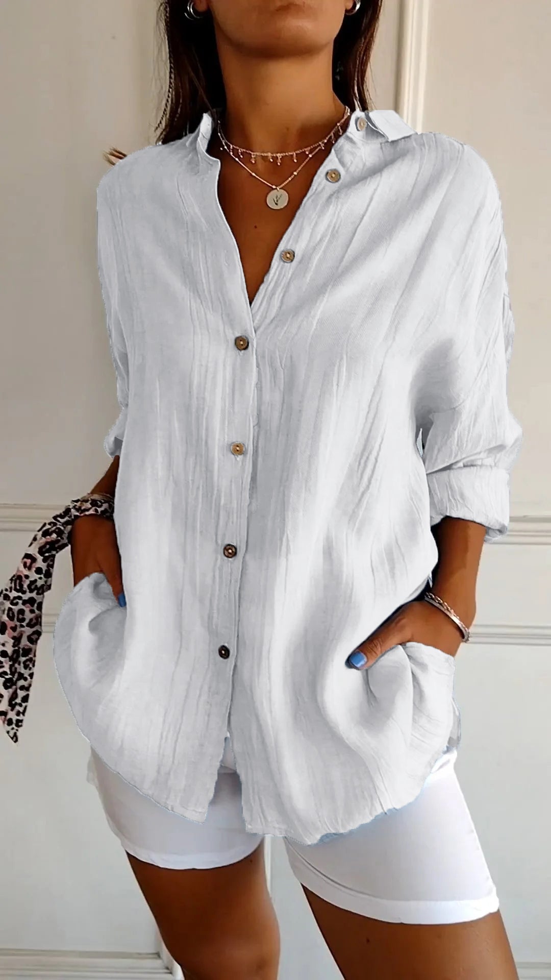 Dames button-up overhemd - relaxte zomerblouse