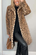 Leopardprint nepleer coat - stijlvolle dames winteroutdoor - Bakkermode.nl