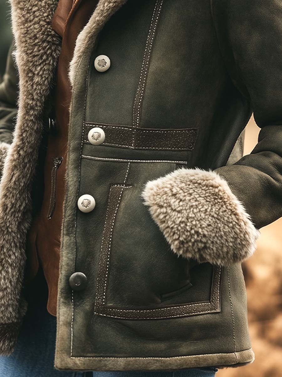 Dames retro suède jas - warme klassieke winterjas met luxe voering - Bakkermode.nl