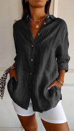 Dames button-up overhemd - relaxte zomerblouse
