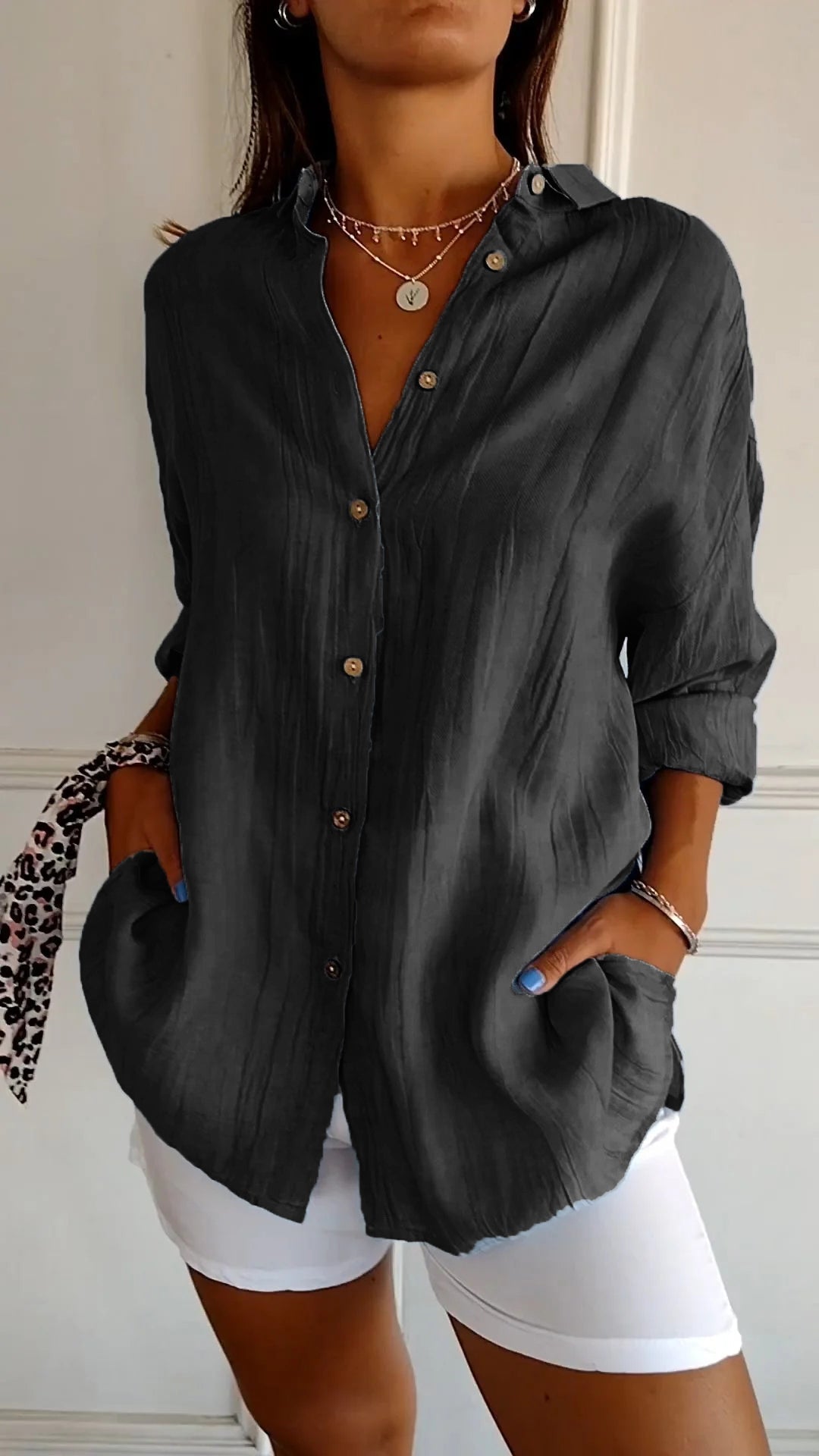 Dames button-up overhemd - relaxte zomerblouse