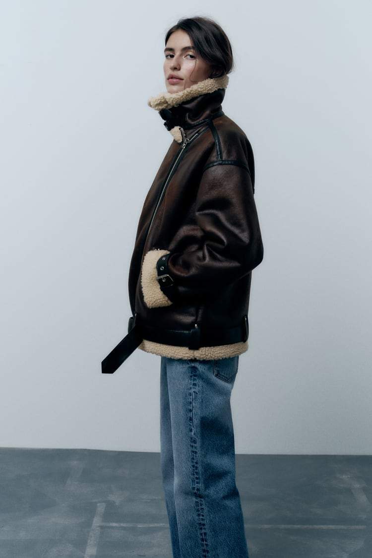 Bikerjack - luxe bruine faux leren damesjas