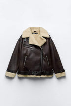 Bikerjack - luxe bruine faux leren damesjas