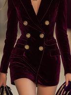 Ankola rode fluwelen blazer jurk - elegante vrouwen mini jurk