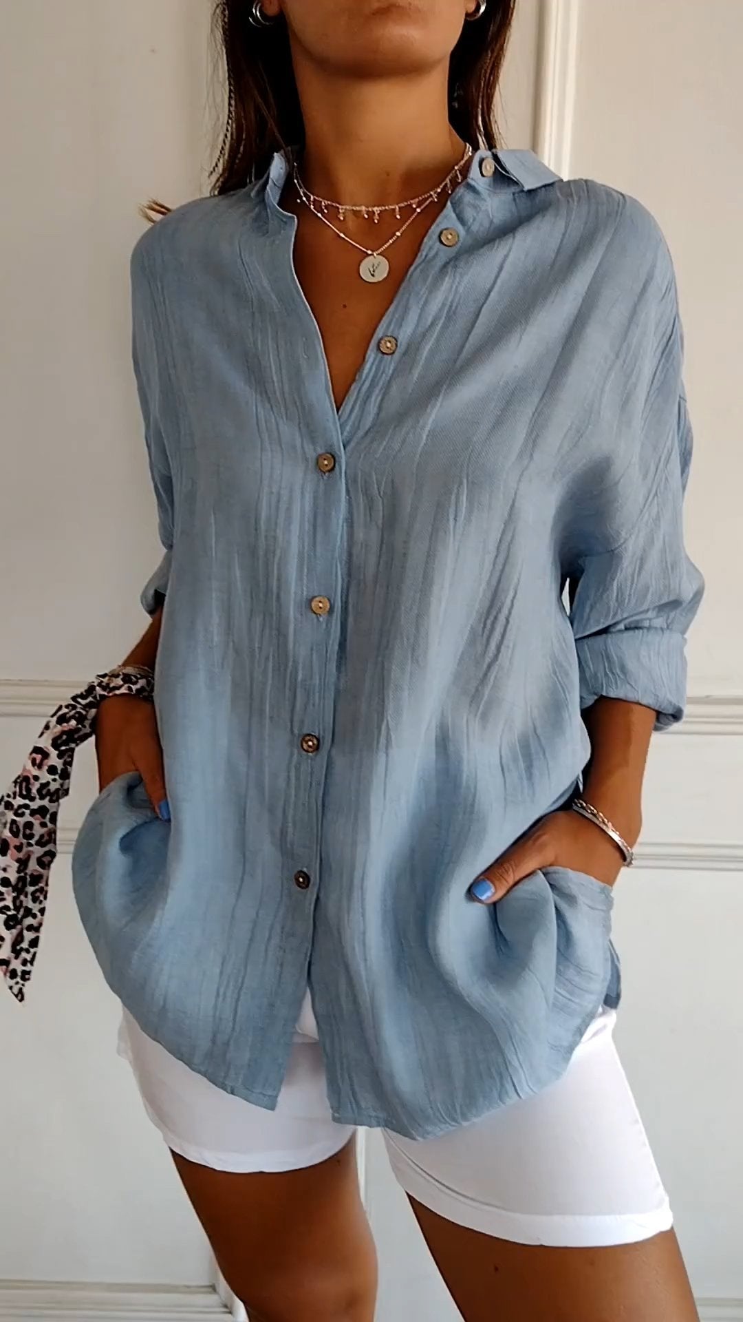 Dames button-up overhemd - relaxte zomerblouse