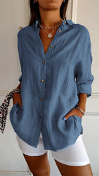 Dames button-up overhemd - relaxte zomerblouse