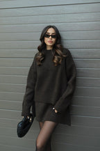 2-delige gebreide set - dames trui en rok met relaxte pasvorm - Bakkermode.nl