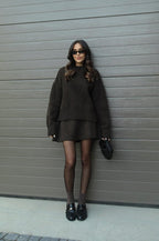 2-delige gebreide set - dames trui en rok met relaxte pasvorm - Bakkermode.nl