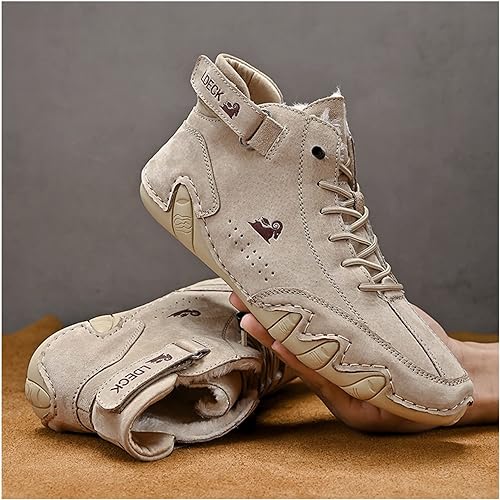 Leren enkellaarsjes - warme fleece gevoerde dames schoenen