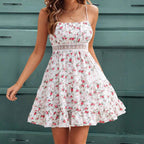 Dames casual bloemen mini-jurk met kantdetails - zomeroutfit voor tuinfeesten & uitjes