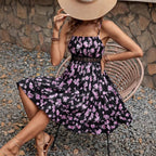 Dames casual bloemen mini-jurk met kantdetails - zomeroutfit voor tuinfeesten & uitjes