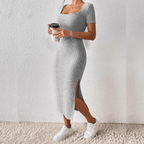 Dames gebreide midi jurk - elegante casual outfit voor elke gelegenheid