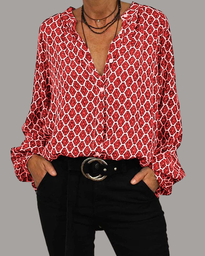 Dames geprinte blouse - button-up shirt